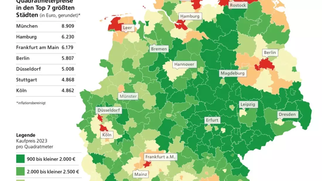 POSTBANK WOHNATLAS 2024 Starker Abwärtstrend bei den Immobilienpreisen 2023 - Bild: presseportal.de