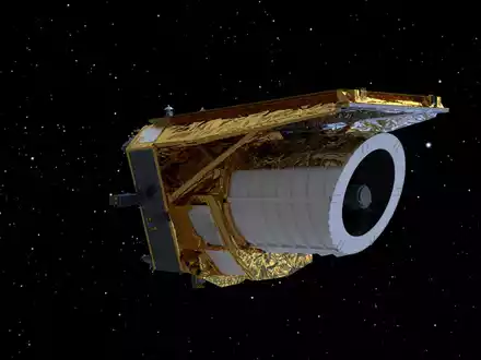 Ein computergeneriertes Bild des Weltraumteleskops «Euclid». Um die Sicht zu verbessern, muss sie nun enteist werden. - Foto: --/ATG/ESA/dpa