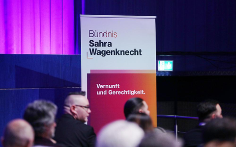 Logo auf BSW-Gründungsparteitag (Archiv) - Foto: über dts Nachrichtenagentur