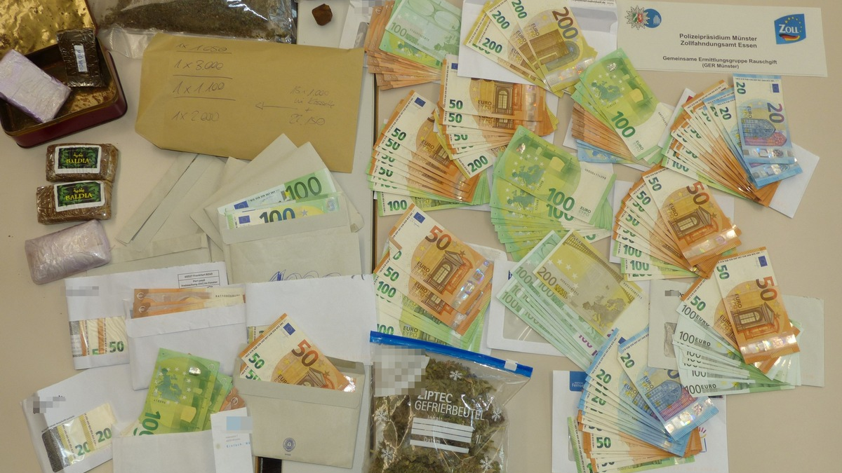 POL-MS: Nächster Zugriff der Gemeinsamen Ermittlungsgruppe Rauschgift in Münster - 33.000 Euro Bargeld und ein Kilogramm Cannabis beschlagnahmt - Foto: presseportal.de