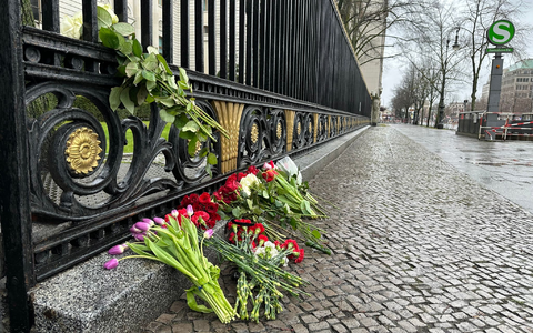 Blumen liegen am Zaun der Russischen Botschaft in Berlin: Bei einem Anschlag auf das Veranstaltungszentrum Crocus City Hall ist die Zahl der Toten nach Angaben der Ermittler weiter gestiegen. - Foto: Ilja Roschkow/Russische Botschaft Berlin/dpa