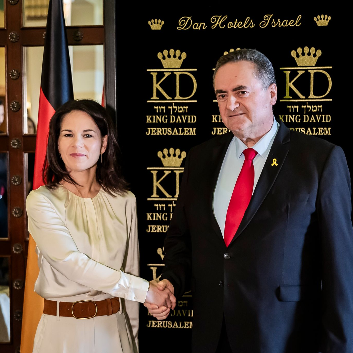Außenministerin Annalena Baerbock und ihr israelischer Amtskollege Israel Katz in Jerusalem. - Foto: Christoph Soeder/dpa