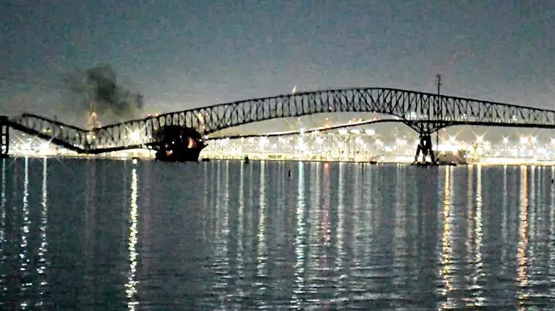 Webcam-Bilder zeigen Einsturz einer Brücke am 26.03.2024 - Bild: Bay Area Mechanical Services, über dts Nachrichtenagentur