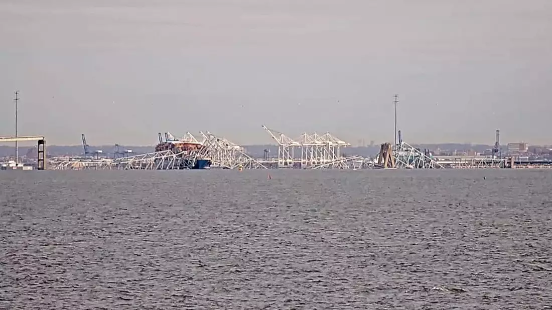 Webcam-Bilder zeigen Unglücksstelle am 26.03.2024 - Bild: Bay Area Mechanical Services, über dts Nachrichtenagentur