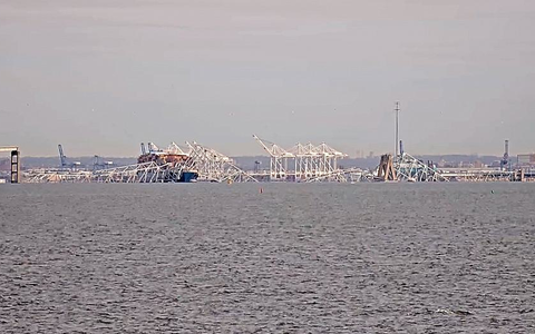 Webcam-Bilder zeigen Unglücksstelle am 26.03.2024 - Foto: Bay Area Mechanical Services, über dts Nachrichtenagentur
