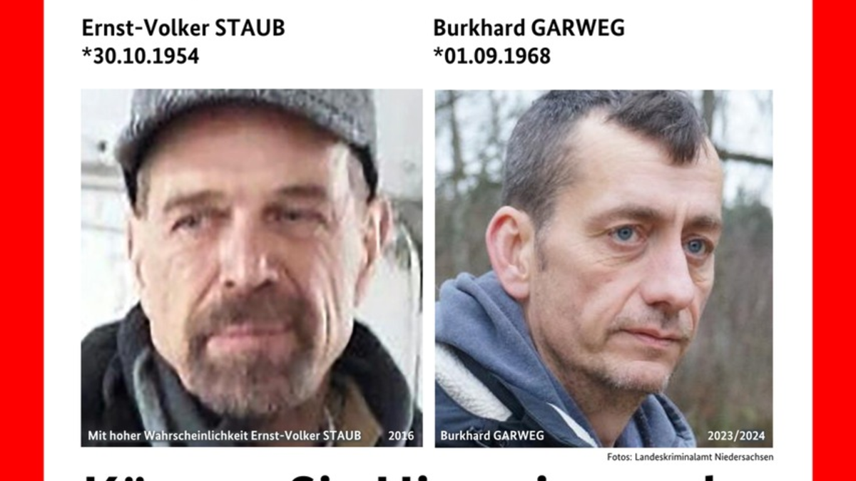 LKA-NI: Fahndung nach Ernst-Volker Staub und Burkhard Garweg: Neue Fahndungsplakate und Hinweise - Foto: presseportal.de