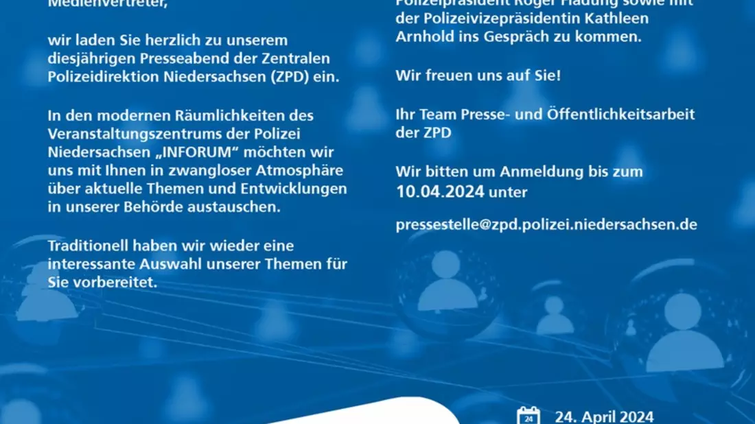ZPD: Einladung zum Presseabend der ZPD NI - Bild: presseportal.de
