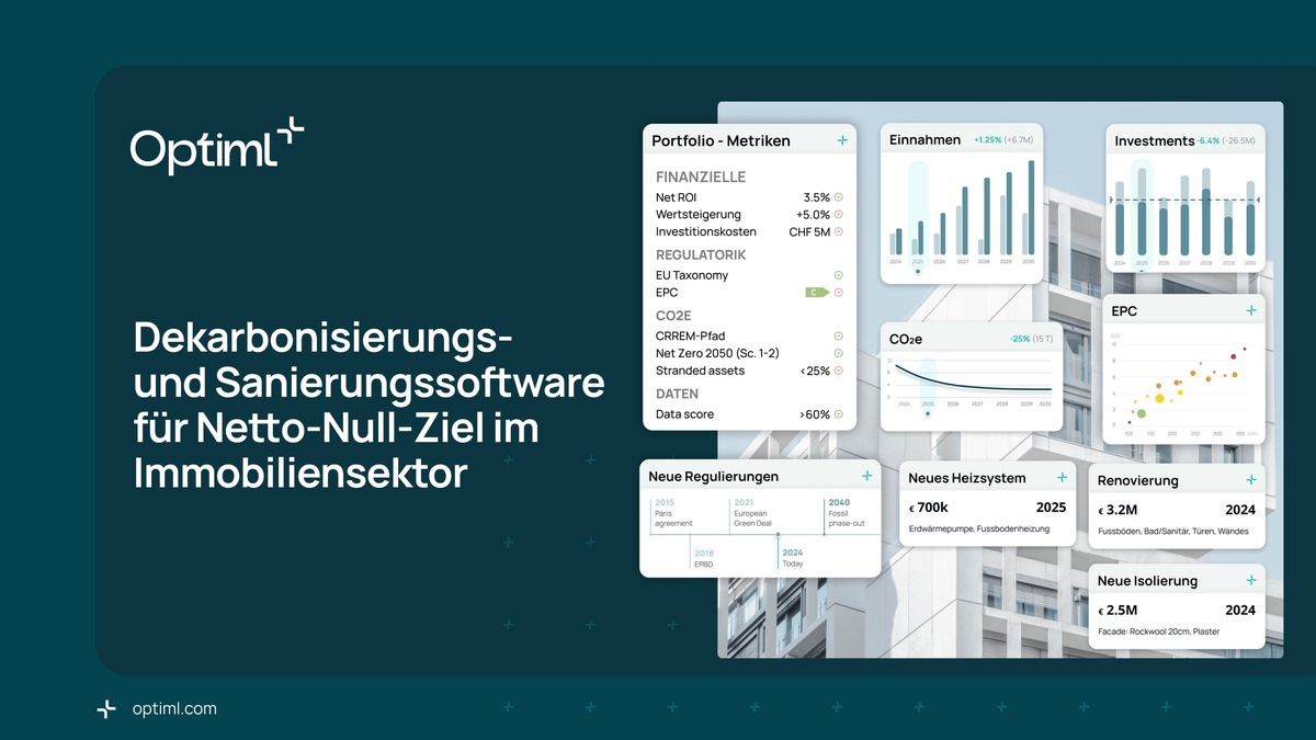 PropTech Optiml launcht Dekarbonisierungs- und Sanierungssoftware für Netto-Null-Ziel im Immobiliensektor - Foto: presseportal.de