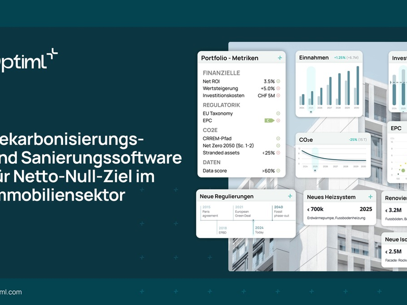 PropTech Optiml launcht Dekarbonisierungs- und Sanierungssoftware für Netto-Null-Ziel im Immobiliensektor - Foto: presseportal.de