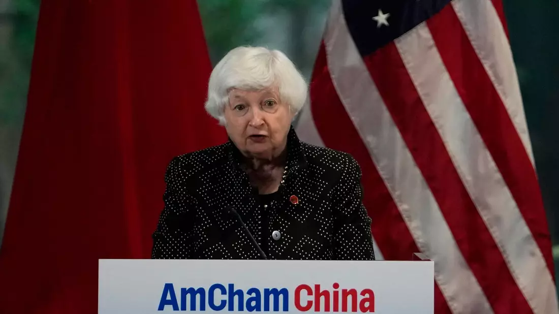 US-Finanzministerin Janet Yellen ist nach China gereist. - Bild: Andy Wong/AP POOL/AP