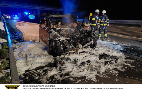 FW-M: Pkw in Vollbrand auf der Autobahn 8 (Perlach) - Foto: presseportal.de