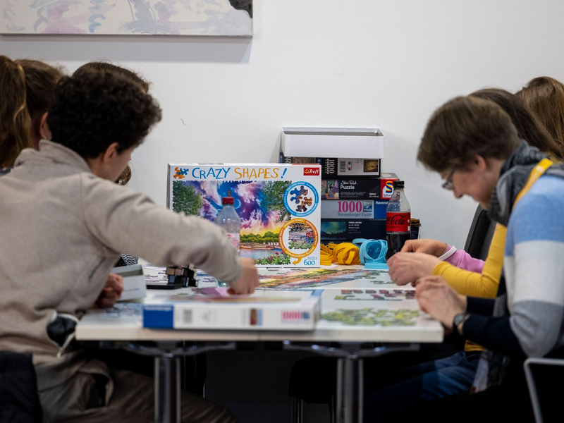 In den Pausen lösen die Teilnehmer des Hochbegabtentreffens Puzzles mit 1000 und mehr Teilen. - Foto: Christoph Reichwein/dpa
