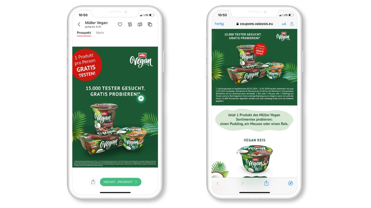 Probierkäufe für Müller Vegan mit kaufDA und savi - Foto: presseportal.de