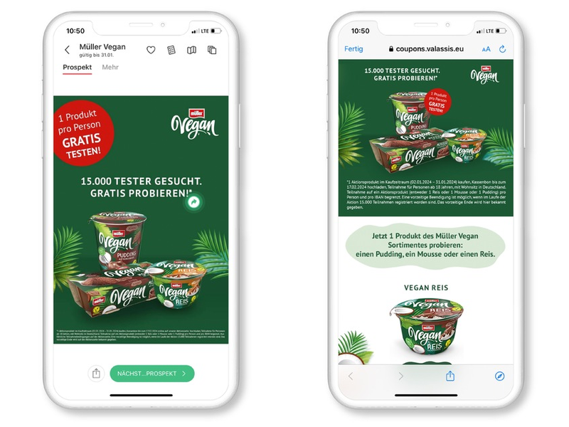 Probierkäufe für Müller Vegan mit kaufDA und savi - Foto: presseportal.de