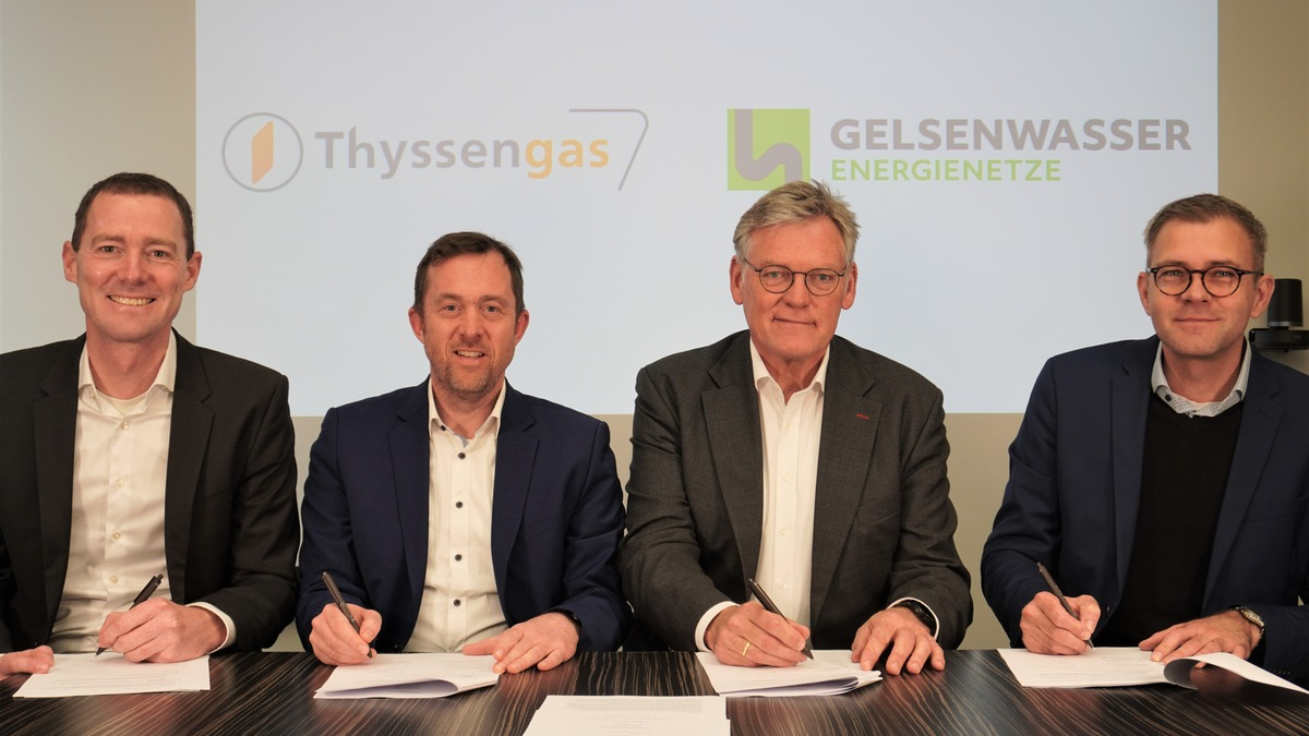 Thyssengas und Gelsenwasser kooperieren bei Wasserstoff: Absichtserklärungen zur H2-Anbindung für großes Netzgebiet in NRW unterzeichnet - Foto: presseportal.de