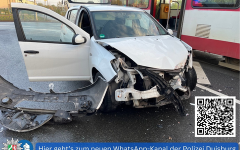 POL-DU: Fahrn: Verbotswidrig gewendet - Auto kollidiert mit Straßenbahn - Foto: presseportal.de
