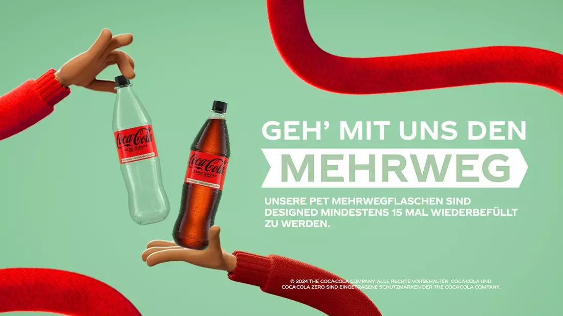rPET-Einweg oder PET-Mehrweg? Immer die richtige Entscheidung! Die neue Coca-Cola Nachhaltigkeitskampagne klärt auf - Bild: presseportal.de