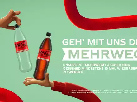 rPET-Einweg oder PET-Mehrweg? Immer die richtige Entscheidung! Die neue Coca-Cola Nachhaltigkeitskampagne klärt auf - Foto: presseportal.de