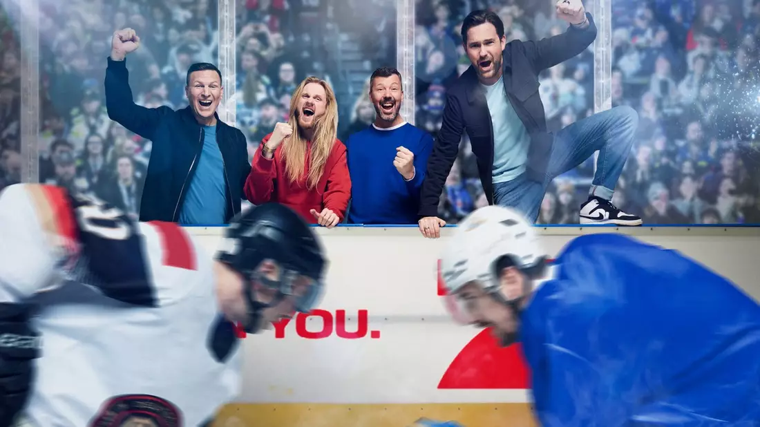 Basti Schwele Christoph Icke Dommisch Rick Goldmann Matthias Killing Eishockey-WM - Bild: Seven.One/Marc Rehbeck, presseportal.de