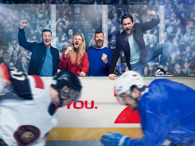 Basti Schwele Christoph Icke Dommisch Rick Goldmann Matthias Killing Eishockey-WM - Foto: Seven.One/Marc Rehbeck, presseportal.de