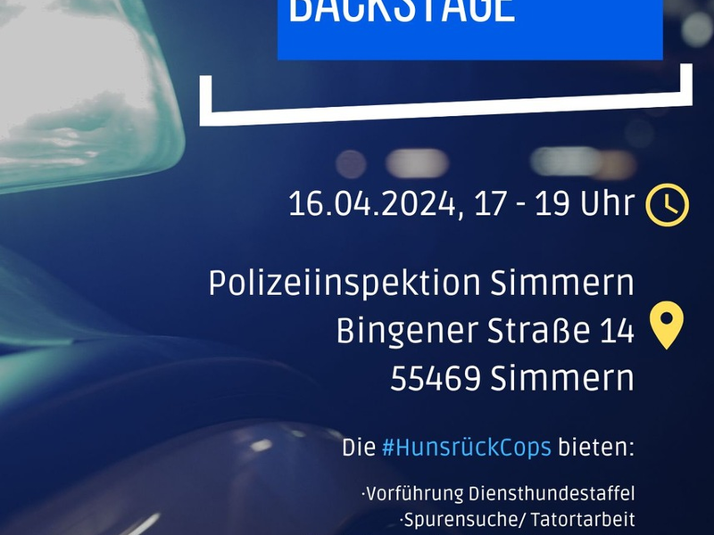 POL-PPKO: Polizei Simmern Backstage - letzte Plätze sichern! - Foto: presseportal.de