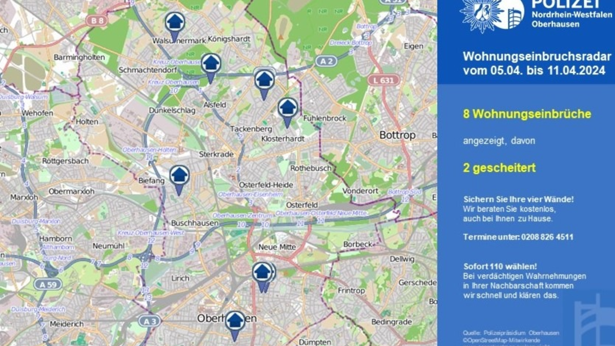 POL-OB: Wohnungseinbruchradar für Oberhausen - Einladung für Einbrecher durch einfache Gelegenheiten - Foto: presseportal.de