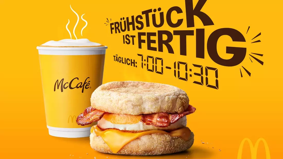 Frühstück ist fertig! Jetzt ganz neu und jeden Tag von 07:00 Uhr bis 10:30 Uhr bei McDonald's - Bild: presseportal.de