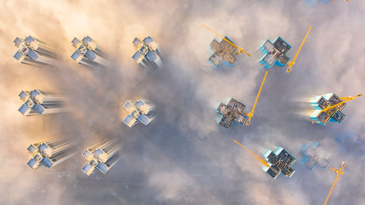 Luftbild einer Baustelle in China. - Foto: Liuu Xu/XinHua/dpa