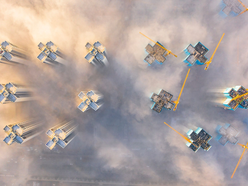 Luftbild einer Baustelle in China. - Foto: Liuu Xu/XinHua/dpa