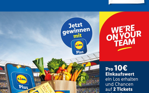 Exklusive Verlosung bei Lidl Plus: 10.000 Fußballtickets für UEFA EURO 2024 TM zu gewinnen - Foto: presseportal.de Exklusive Verlosung bei Lidl Plus: 10.000 Fußballtickets für UEFA EURO 2024 TM zu gewinnen - Foto: presseportal.de