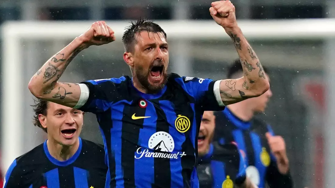 Traf zum zwischenzeitlichen 1:0 im Mailänder Stadtderby: Inter-Verteidiger Francesco Acerbi. - Bild: Spada/LaPresse via AP/dpa