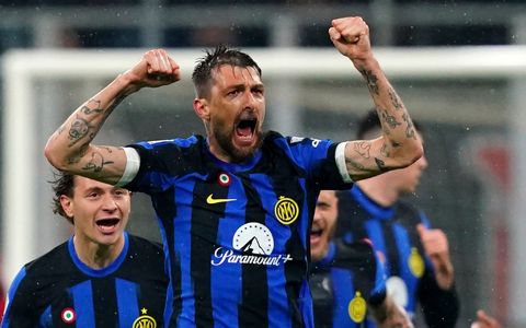 Traf zum zwischenzeitlichen 1:0 im Mailänder Stadtderby: Inter-Verteidiger Francesco Acerbi. - Foto: Spada/LaPresse via AP/dpa
