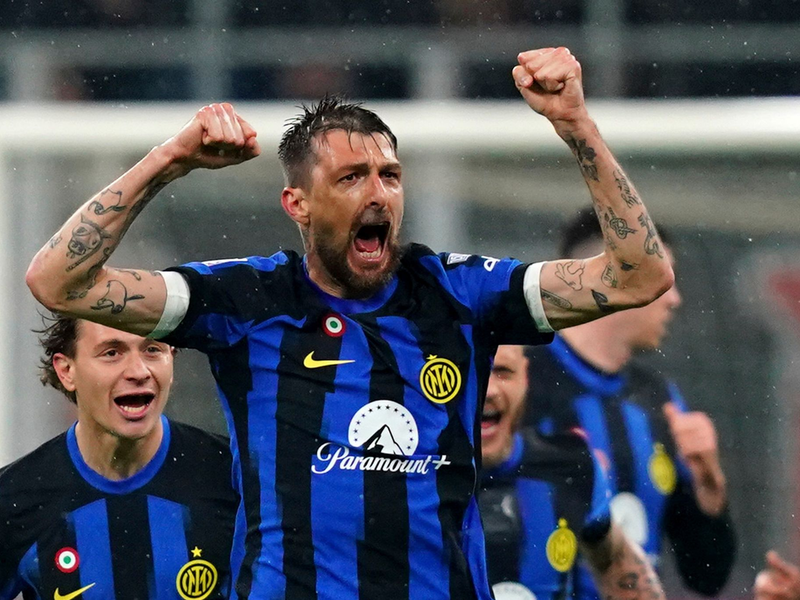 Traf zum zwischenzeitlichen 1:0 im Mailänder Stadtderby: Inter-Verteidiger Francesco Acerbi. - Foto: Spada/LaPresse via AP/dpa