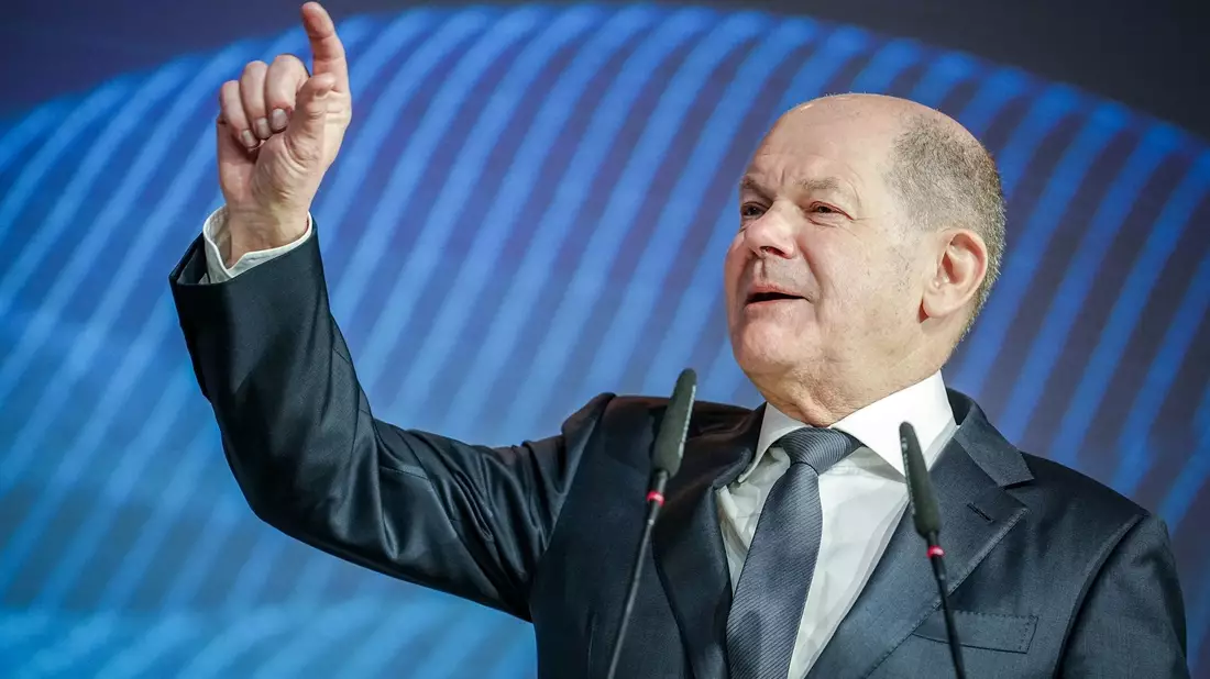 Bundeskanzler Olaf Scholz beim Deutschen Bankentag des Bundesverbands deutscher Banken (BdB). - Bild: Kay Nietfeld/dpa
