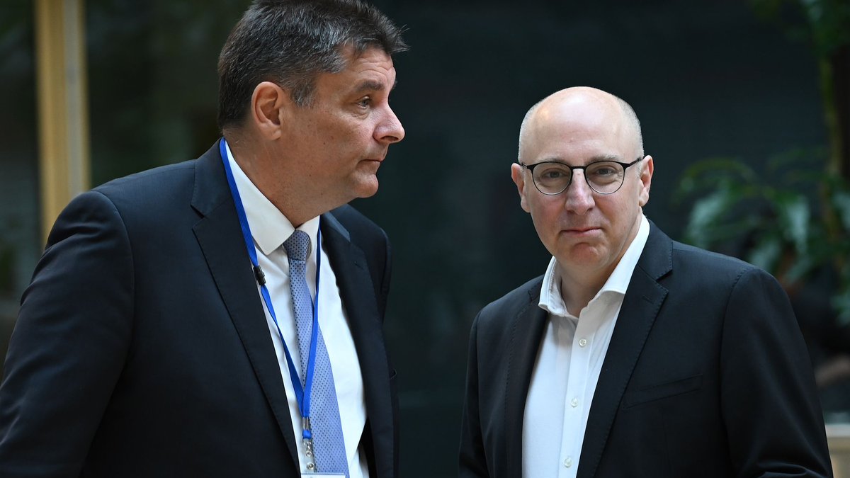 Der ASW-Vorstandsvorsitzende Alexander Borgschulze (l) und BfV-Vize Sinan Selen bei der Tagung in Berlin. - Foto: Britta Pedersen/dpa