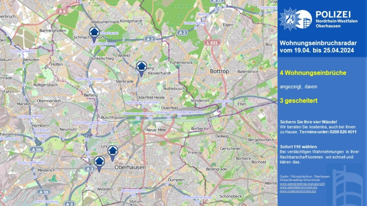 POL-OB: Wohnungseinbruchsradar in Oberhausen - Foto: presseportal.de