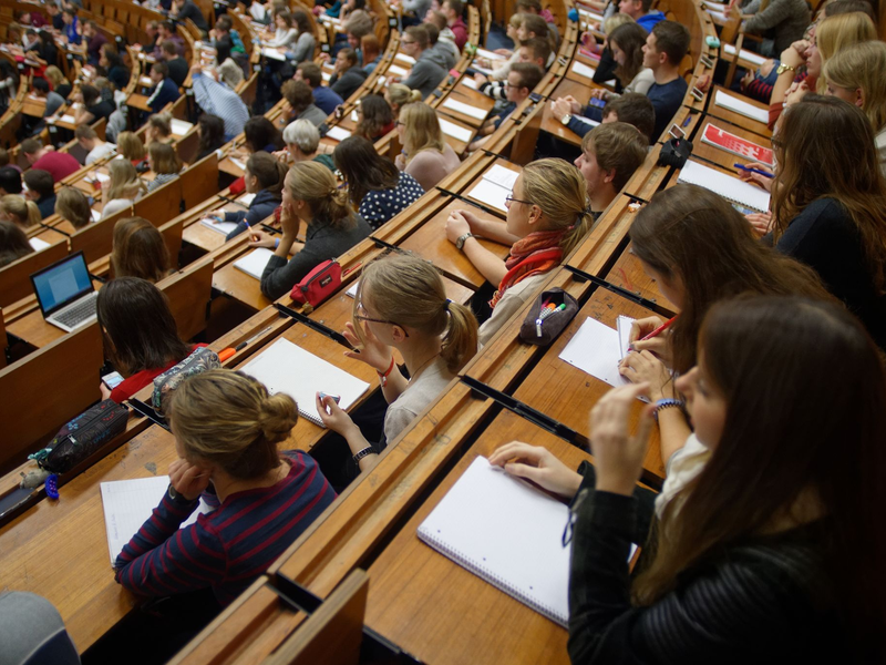 Studentinnen und Studenten während einer Vorlesung. - Foto: Swen Pförtner/dpa