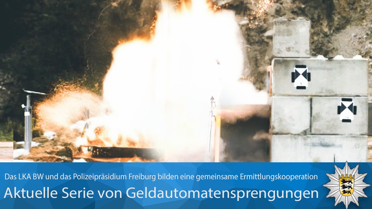 LKA-BW: Gemeinsame Pressemitteilung des Polizeipräsidiums Freiburg und des Landeskriminalamts BW zu der aktuellen Serie von Geldautomatensprengungen im Zuständigkeitsbereich des Polizeipräsidiums Freiburg - Foto: presseportal.de