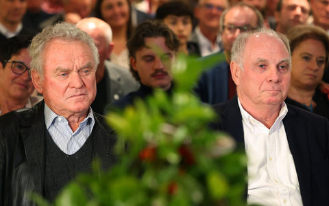 Sind unterschiedlicher Meinung bei Ralf Rangnick als Bayern-Trainer: Sepp Maier und Uli Hoeneß. - Foto: Karl-Josef Hildenbrand/dpa