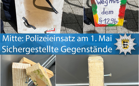POL-S: Demonstrationsgeschehen am 1. Mai - Polizeieinsatz in der Innenstadt - Auseinandersetzungen während eines Aufzugs - Foto: presseportal.de