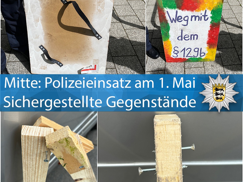 POL-S: Demonstrationsgeschehen am 1. Mai - Polizeieinsatz in der Innenstadt - Auseinandersetzungen während eines Aufzugs - Foto: presseportal.de