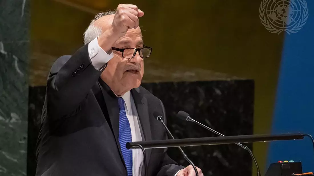 Der palästinensische Botschafter Riad Mansur bei der Vollversammlung der Vereinten Nationen in New York. - Bild: Manuel Elias/UN Photo/dpa