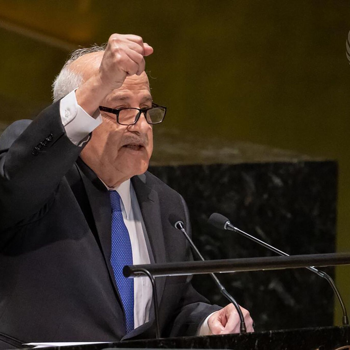 Der palästinensische Botschafter Riad Mansur bei der Vollversammlung der Vereinten Nationen in New York. - Foto: Manuel Elias/UN Photo/dpa