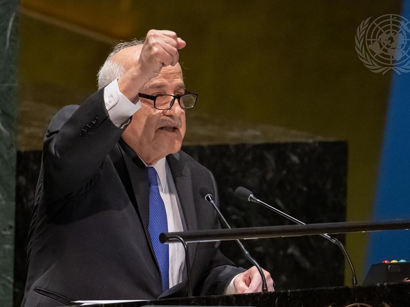 Der palästinensische Botschafter Riad Mansur bei der Vollversammlung der Vereinten Nationen in New York. - Foto: Manuel Elias/UN Photo/dpa