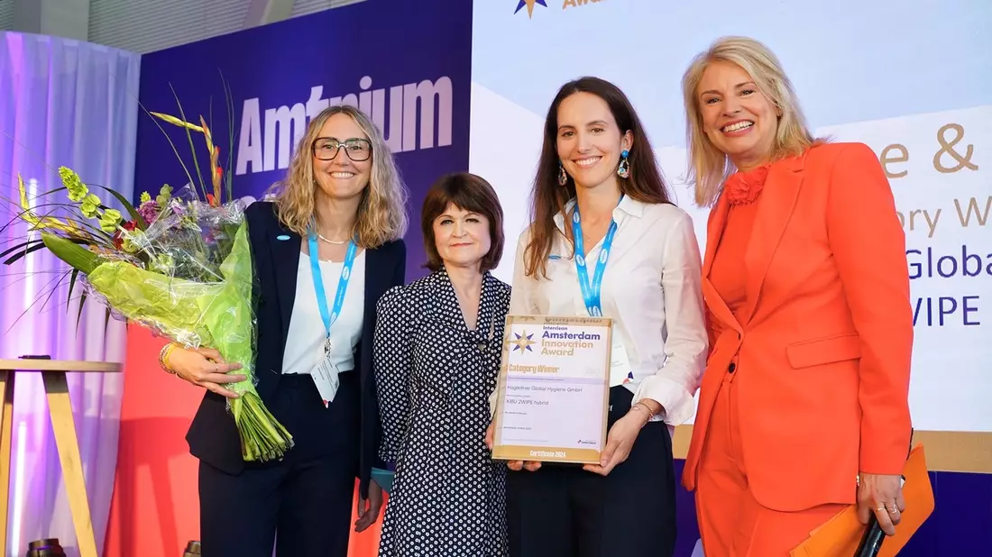 Nun auch Amsterdam und German Innovation Award: Es hagelt Preise für den ersten berührungslosen Feuchttuchspender überhaupt - Bild: presseportal.de