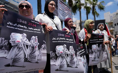 Die Palästinenser begehen den 76. Jahrestag ihrer Massenvertreibung aus dem Gebiet des heutigen Israel. - Foto: Nasser Nasser/AP/dpa