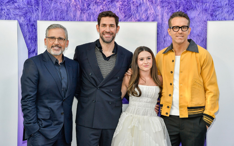 Steve Carell (l-r) John Krasinski, Cailey Fleming und Ryan Reynolds bei der Premiere von «IF: Imaginäre Freunde» in New York. - Foto: Evan Agostini/Invision via AP/dpa
