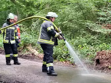 FW-WRN: Umgestürztes Güllefass beschäftigt die Löschgruppe Langern - Foto: presseportal.de