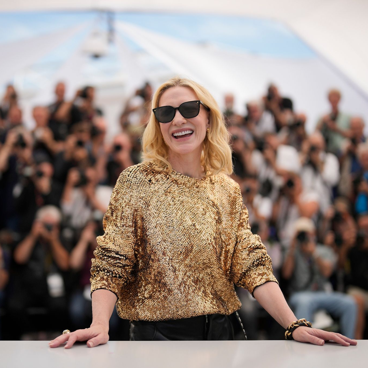 Blanchett ist bei den Filmfestspielen Cannes im Film «Rumours» als deutsche Kanzlerin zu sehen. - Foto: Andreea Alexandru/Invision/AP/dpa