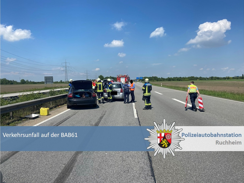 POL-PDNW: Polizeiautobahnstation Ruchheim - Fahrer unter Betäubungsmitteleinfluss verursacht Verkehrsunfall auf A61 mit fünf Leichtverletzten - Foto: presseportal.de